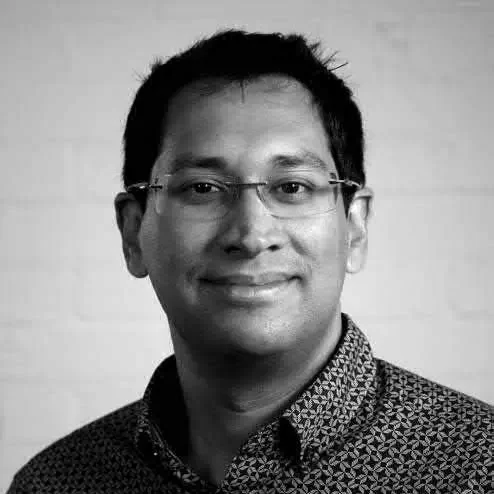 Rafaan Seraj – Director of Operations at Kloth Studio Black and white portrait of Rafaan Seraj, Director of Operations at Kloth Studio.